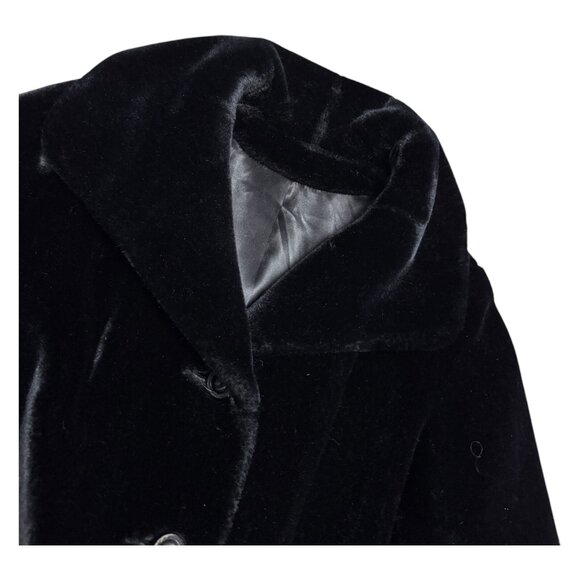 STUNNING FAUX FUR Vintage 90s Retro Winter Glam Black Coat Womens XL - Picture 4 of 6